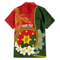 Personalised PNG Isten Hailans Provins Family Matching Off The Shoulder Long Sleeve Dress and Hawaiian Shirt Papua New Guinea Plumeria Melanesian Pattern - Polynesian Pride