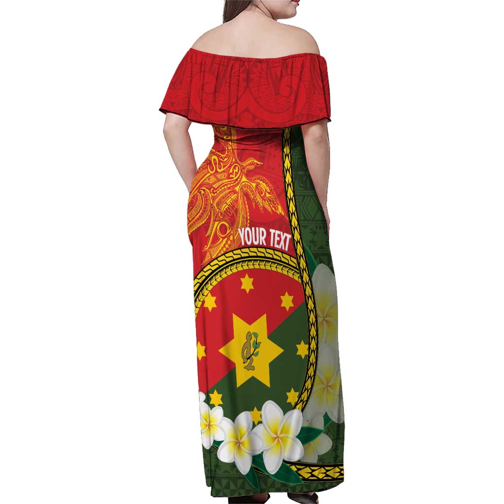 Personalised PNG Isten Hailans Provins Family Matching Off Shoulder Maxi Dress and Hawaiian Shirt Papua New Guinea Plumeria Melanesian Pattern - Polynesian Pride