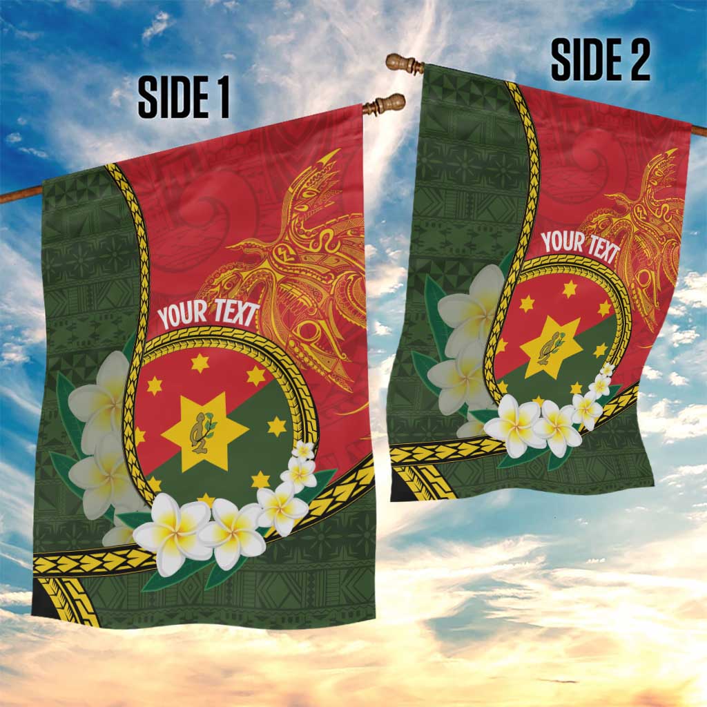 Personalised PNG Isten Hailans Provins Garden Flag Papua New Guinea Plumeria Melanesian Pattern - Polynesian Pride