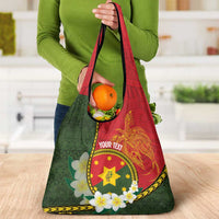 Personalised PNG Isten Hailans Provins Grocery Bag Papua New Guinea Plumeria Melanesian Pattern - Polynesian Pride