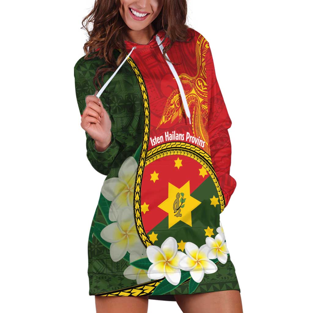 Personalised PNG Isten Hailans Provins Hoodie Dress Papua New Guinea Plumeria Melanesian Pattern - Polynesian Pride