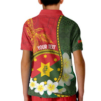 Personalised PNG Isten Hailans Provins Kid Polo Shirt Papua New Guinea Plumeria Melanesian Pattern - Polynesian Pride
