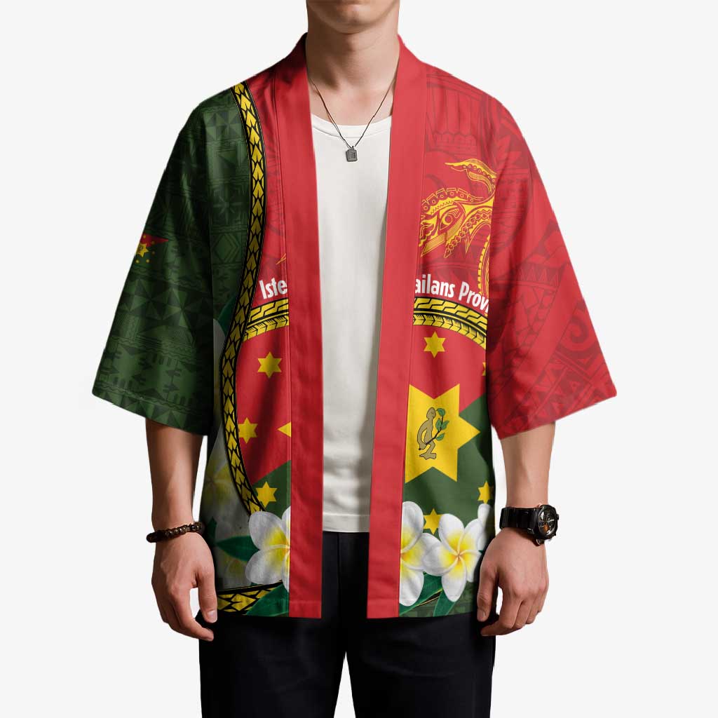Personalised PNG Isten Hailans Provins Kimono Papua New Guinea Plumeria Melanesian Pattern - Polynesian Pride