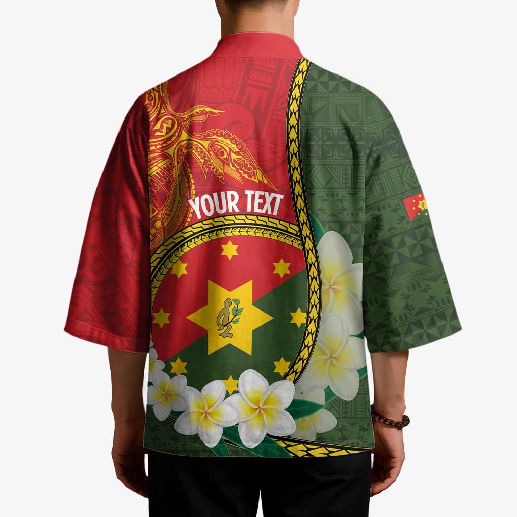Personalised PNG Isten Hailans Provins Kimono Papua New Guinea Plumeria Melanesian Pattern - Polynesian Pride