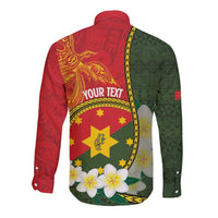 Personalised PNG Isten Hailans Provins Long Sleeve Button Shirt Papua New Guinea Plumeria Melanesian Pattern - Polynesian Pride