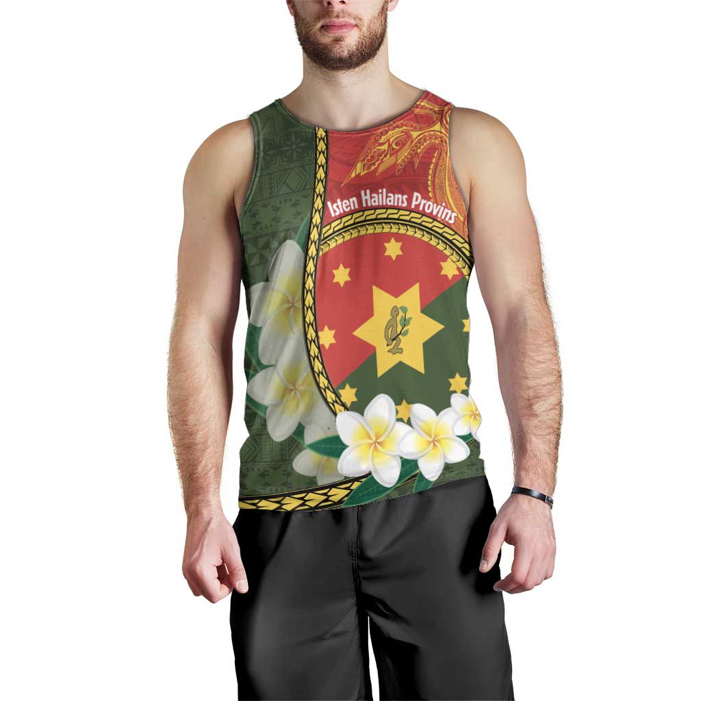 Personalised PNG Isten Hailans Provins Men Tank Top Papua New Guinea Plumeria Melanesian Pattern - Polynesian Pride