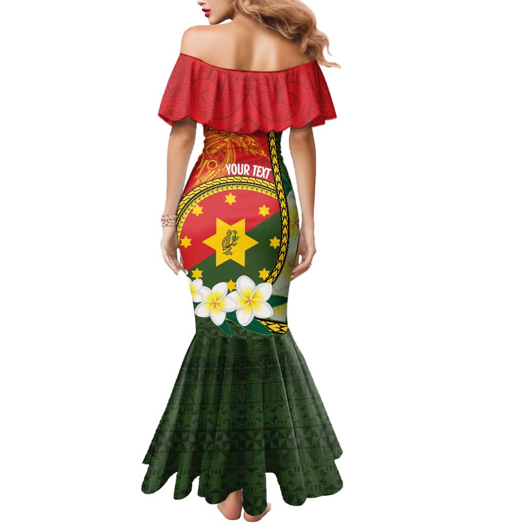 Personalised PNG Isten Hailans Provins Mermaid Dress Papua New Guinea Plumeria Melanesian Pattern - Polynesian Pride