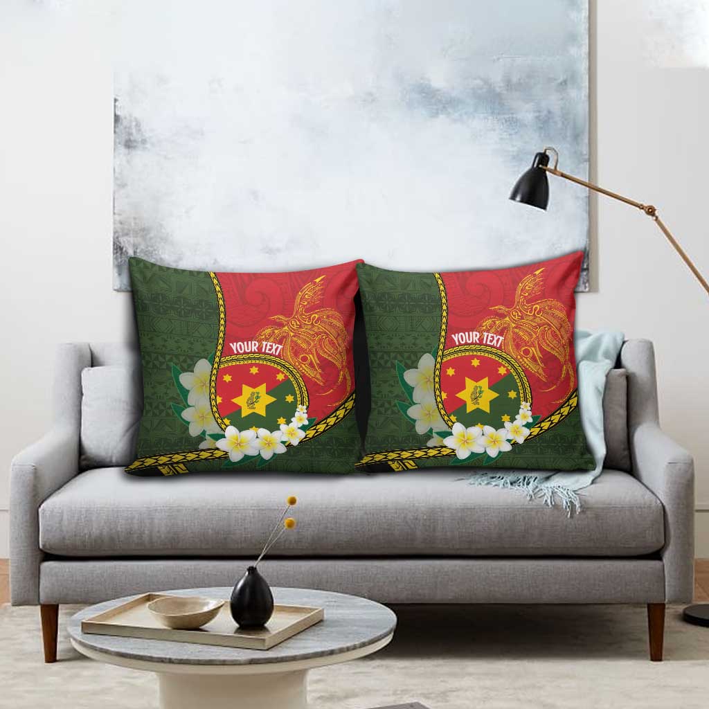 Personalised PNG Isten Hailans Provins Pillow Cover Papua New Guinea Plumeria Melanesian Pattern - Polynesian Pride