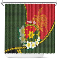Personalised PNG Isten Hailans Provins Shower Curtain Papua New Guinea Plumeria Melanesian Pattern LT14 Green - Polynesian Pride