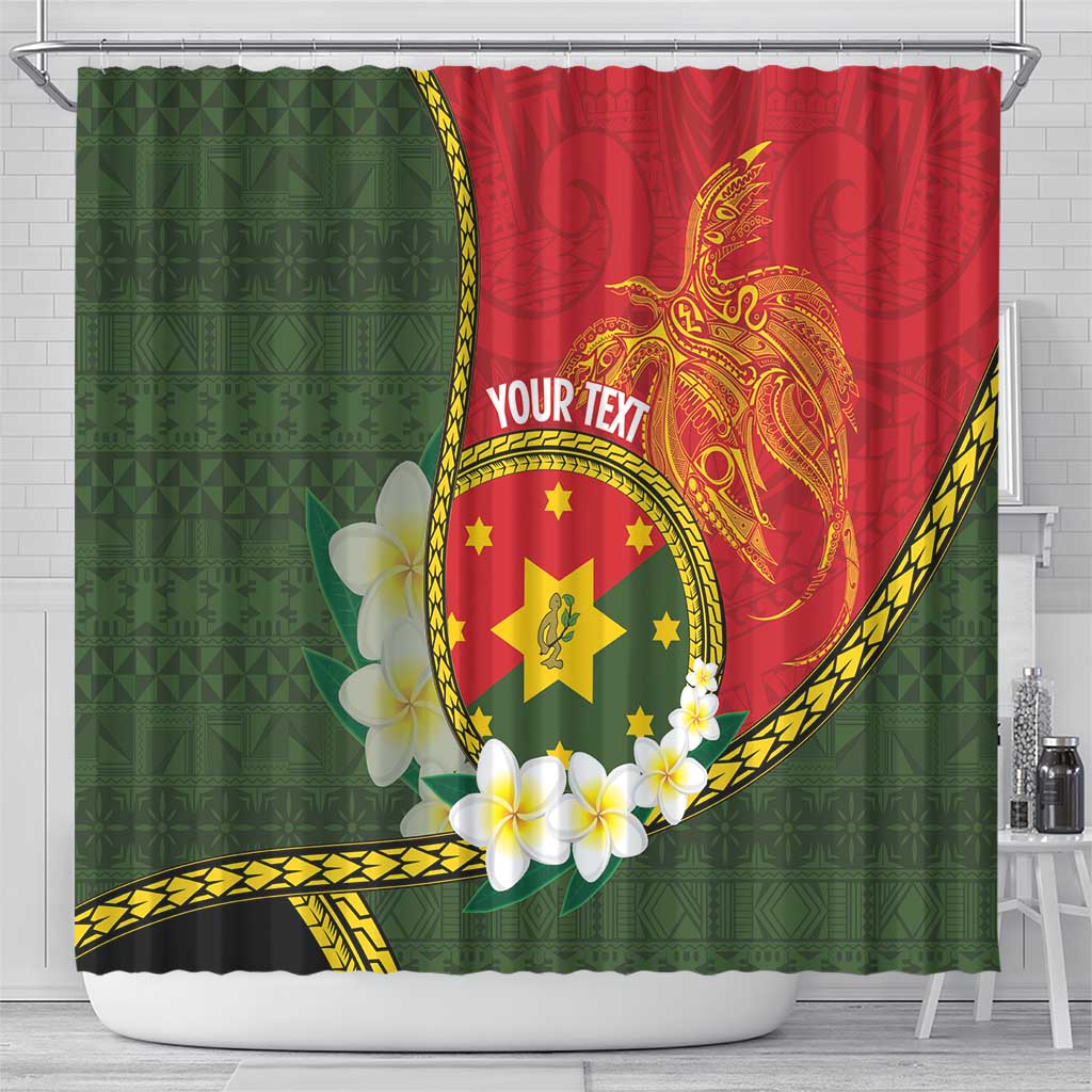 Personalised PNG Isten Hailans Provins Shower Curtain Papua New Guinea Plumeria Melanesian Pattern LT14 - Polynesian Pride