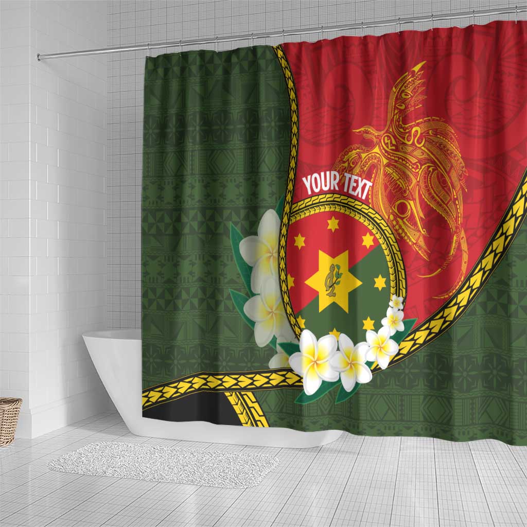 Personalised PNG Isten Hailans Provins Shower Curtain Papua New Guinea Plumeria Melanesian Pattern LT14 - Polynesian Pride