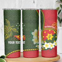 Personalised PNG Isten Hailans Provins Skinny Tumbler Papua New Guinea Plumeria Melanesian Pattern - Polynesian Pride