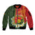 Personalised PNG Isten Hailans Provins Sleeve Zip Bomber Jacket Papua New Guinea Plumeria Melanesian Pattern - Polynesian Pride