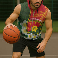 Personalised PNG Isten Hailans Provins Sleeveless Zip Hoodie Papua New Guinea Plumeria Melanesian Pattern - Polynesian Pride