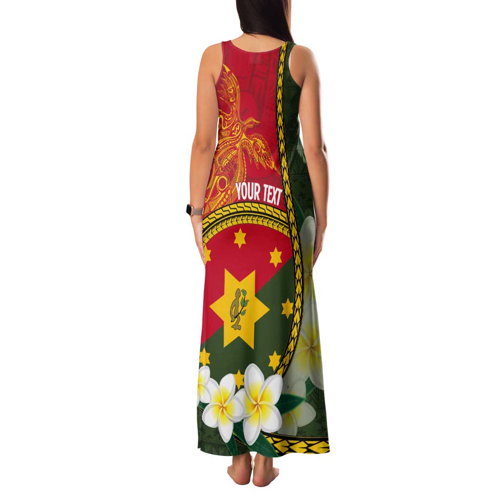 Personalised PNG Isten Hailans Provins Tank Maxi Dress Papua New Guinea Plumeria Melanesian Pattern - Polynesian Pride