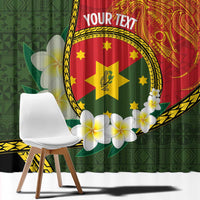 Personalised PNG Isten Hailans Provins Window Curtain Papua New Guinea Plumeria Melanesian Pattern - Polynesian Pride