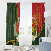 Personalised PNG Isten Hailans Provins Window Curtain Papua New Guinea Plumeria Melanesian Pattern - Polynesian Pride