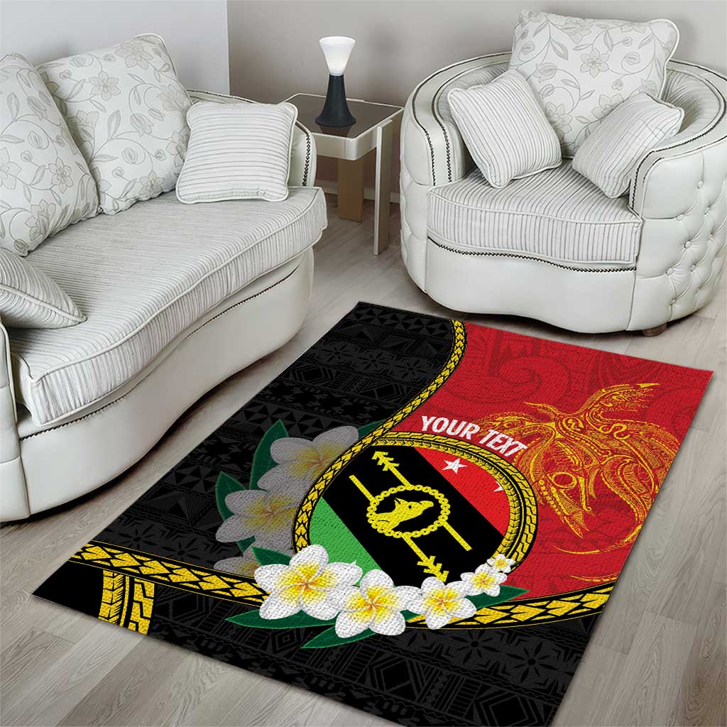 Personalised PNG Sauten Hailans Area Rug Papua New Guinea Plumeria Melanesian Pattern - Polynesian Pride