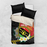 Personalised PNG Sauten Hailans Bedding Set Papua New Guinea Plumeria Melanesian Pattern - Polynesian Pride