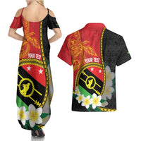 Personalised PNG Sauten Hailans Couples Matching Summer Maxi Dress and Hawaiian Shirt Papua New Guinea Plumeria Melanesian Pattern - Polynesian Pride