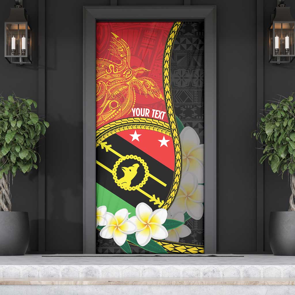 Personalised PNG Sauten Hailans Door Cover Papua New Guinea Plumeria Melanesian Pattern - Polynesian Pride