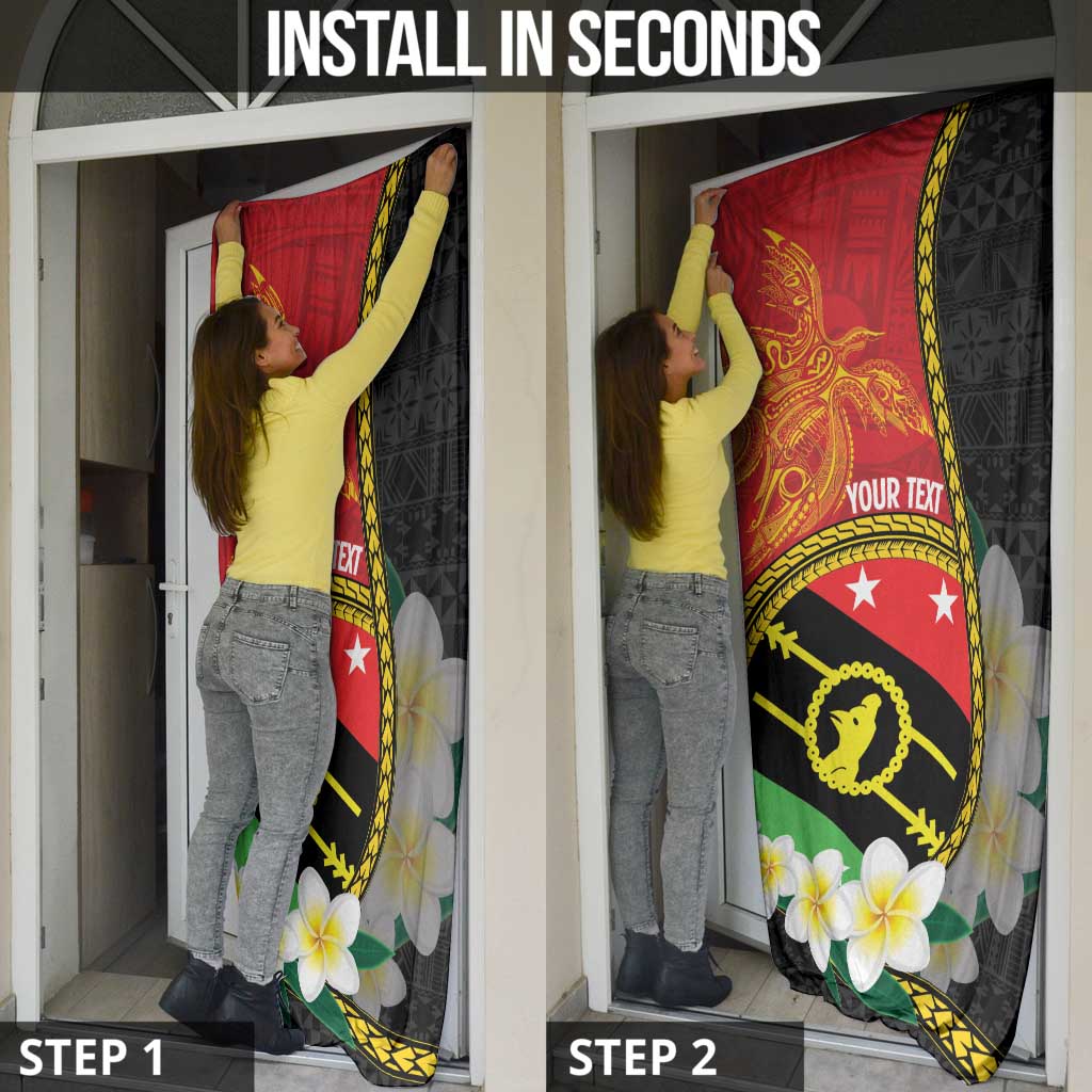 Personalised PNG Sauten Hailans Door Cover Papua New Guinea Plumeria Melanesian Pattern - Polynesian Pride