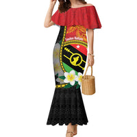 Personalised PNG Sauten Hailans Family Matching Mermaid Dress and Hawaiian Shirt Papua New Guinea Plumeria Melanesian Pattern - Polynesian Pride