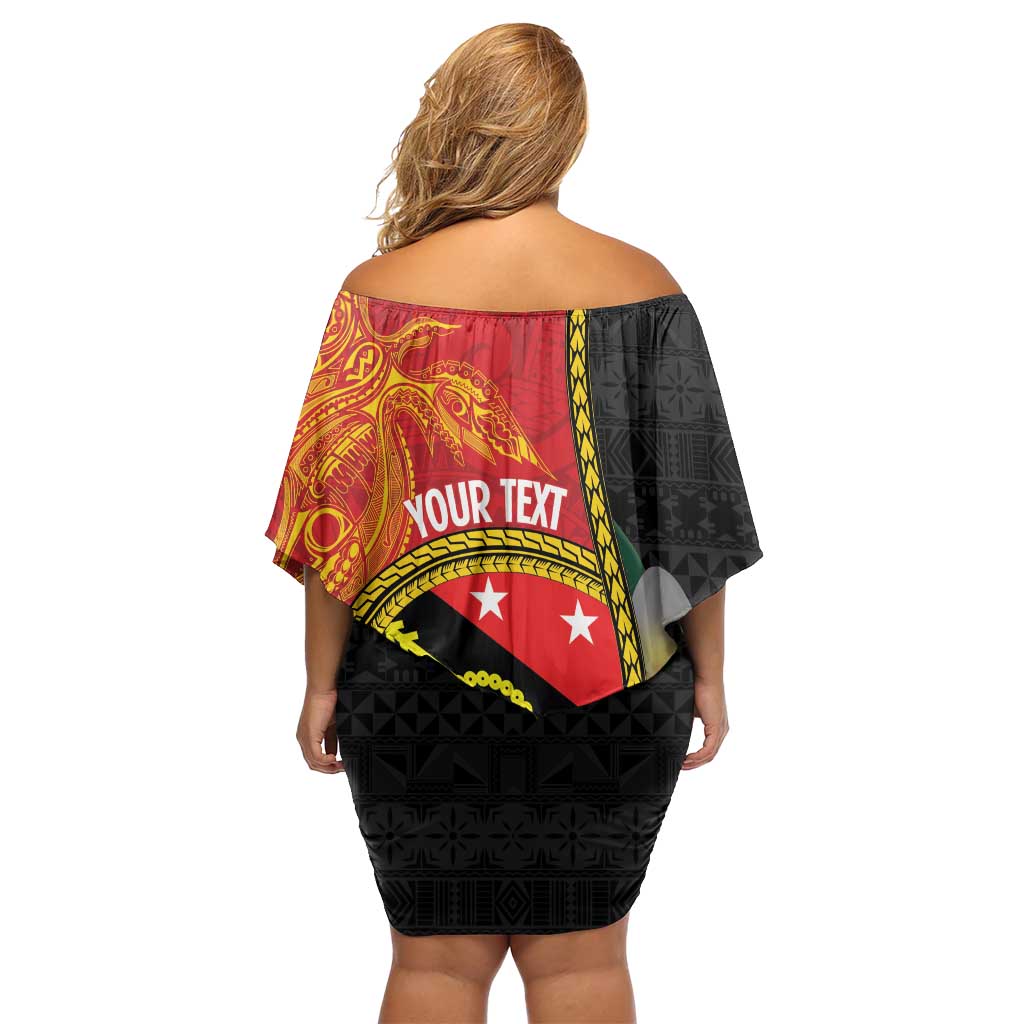 Personalised PNG Sauten Hailans Family Matching Off Shoulder Short Dress and Hawaiian Shirt Papua New Guinea Plumeria Melanesian Pattern - Polynesian Pride