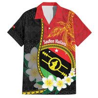 Personalised PNG Sauten Hailans Family Matching Short Sleeve Bodycon Dress and Hawaiian Shirt Papua New Guinea Plumeria Melanesian Pattern - Polynesian Pride