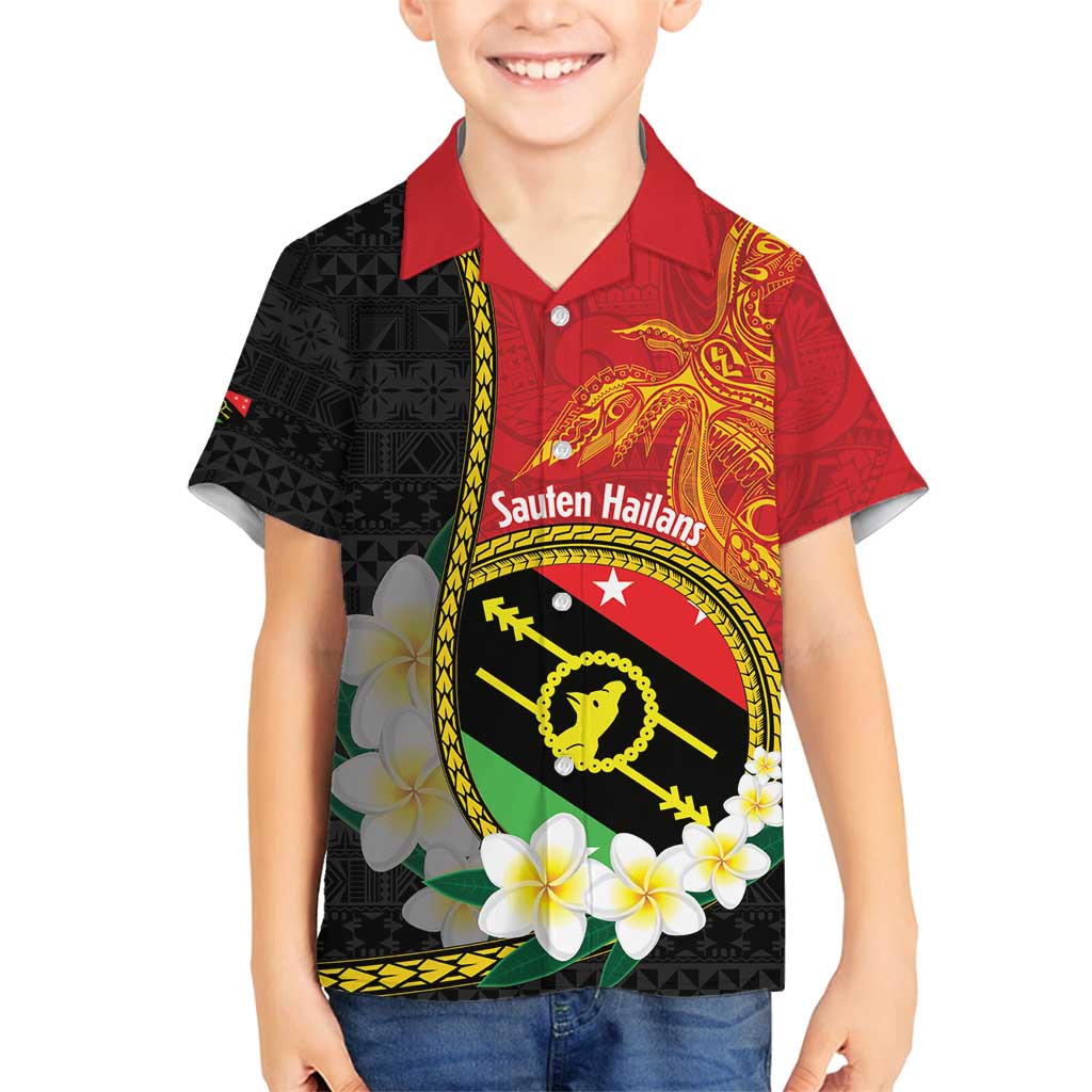 Personalised PNG Sauten Hailans Family Matching Summer Maxi Dress and Hawaiian Shirt Papua New Guinea Plumeria Melanesian Pattern - Polynesian Pride