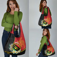 Personalised PNG Sauten Hailans Grocery Bag Papua New Guinea Plumeria Melanesian Pattern - Polynesian Pride