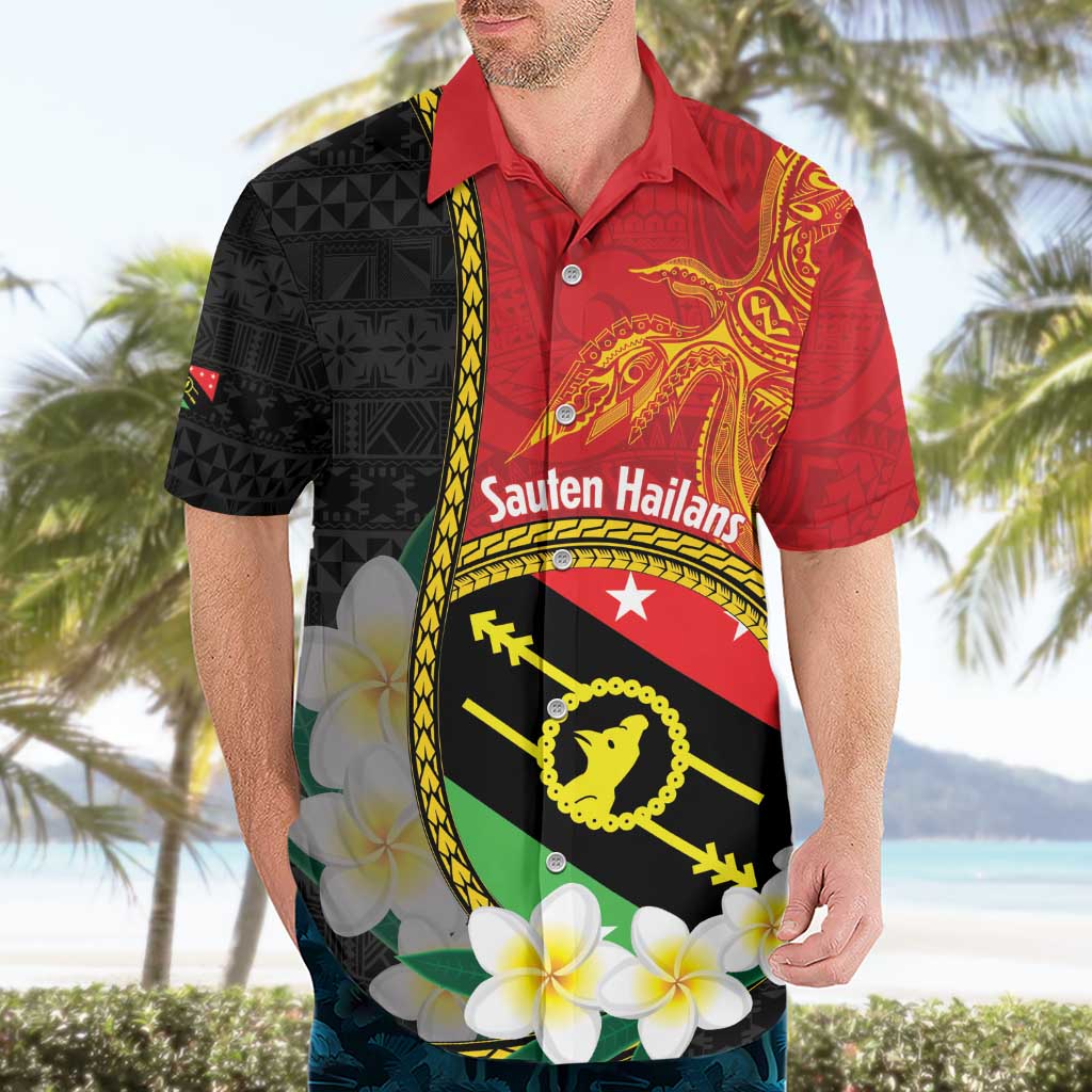 Personalised PNG Sauten Hailans Hawaiian Shirt Papua New Guinea Plumeria Melanesian Pattern - Polynesian Pride