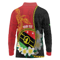 Personalised PNG Sauten Hailans Long Sleeve Polo Shirt Papua New Guinea Plumeria Melanesian Pattern - Polynesian Pride