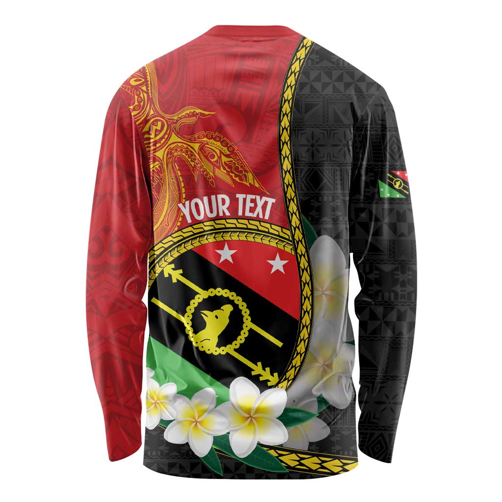 Personalised PNG Sauten Hailans Long Sleeve Shirt Papua New Guinea Plumeria Melanesian Pattern - Polynesian Pride