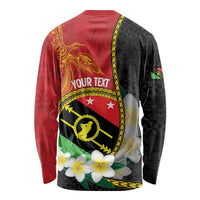 Personalised PNG Sauten Hailans Long Sleeve Shirt Papua New Guinea Plumeria Melanesian Pattern - Polynesian Pride