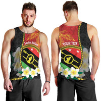 Personalised PNG Sauten Hailans Men Tank Top Papua New Guinea Plumeria Melanesian Pattern - Polynesian Pride