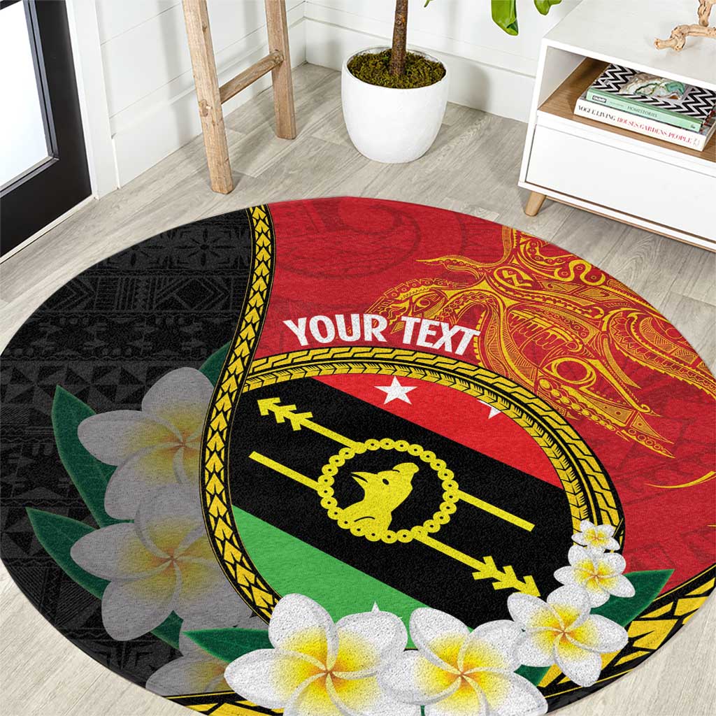 Personalised PNG Sauten Hailans Round Carpet Papua New Guinea Plumeria Melanesian Pattern - Polynesian Pride