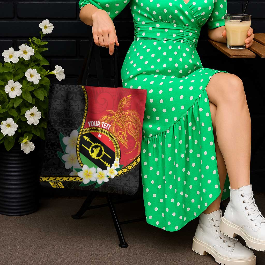 Personalised PNG Sauten Hailans Tote Bag Papua New Guinea Plumeria Melanesian Pattern - Polynesian Pride