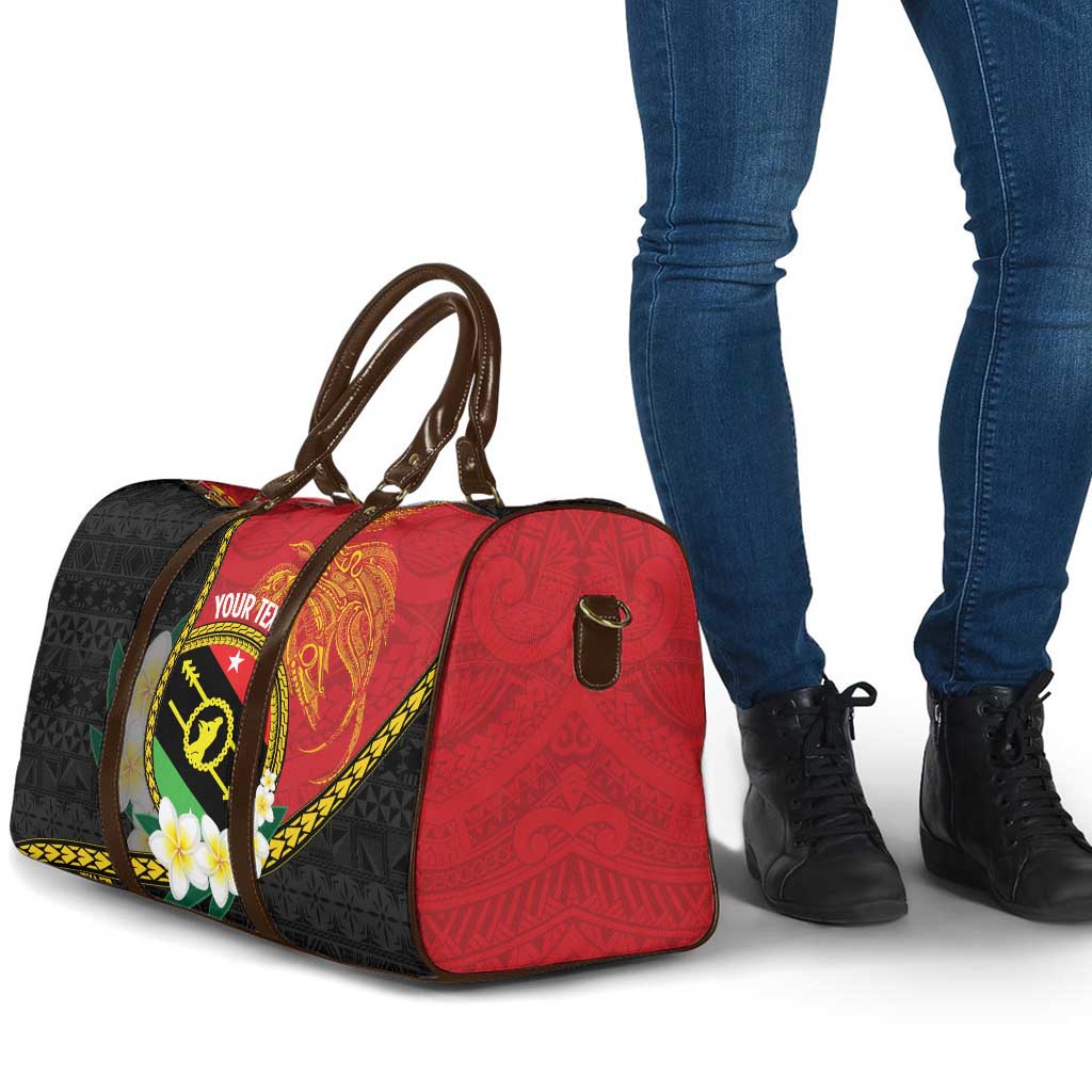 Personalised PNG Sauten Hailans Travel Bag Papua New Guinea Plumeria Melanesian Pattern - Polynesian Pride
