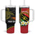 Personalised PNG Sauten Hailans Tumbler With Handle Papua New Guinea Plumeria Melanesian Pattern - Polynesian Pride