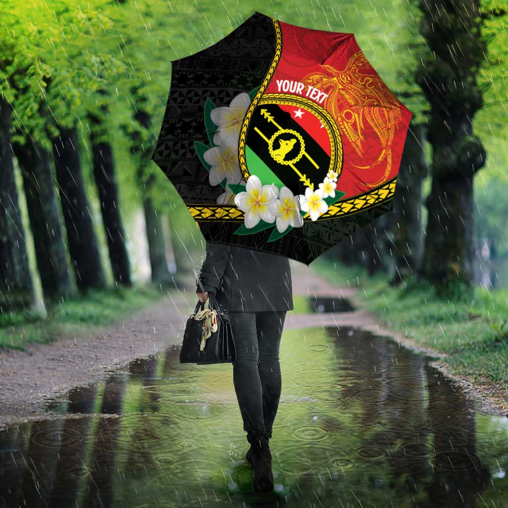 Personalised PNG Sauten Hailans Umbrella Papua New Guinea Plumeria Melanesian Pattern - Polynesian Pride