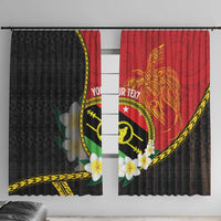 Personalised PNG Sauten Hailans Window Curtain Papua New Guinea Plumeria Melanesian Pattern - Polynesian Pride