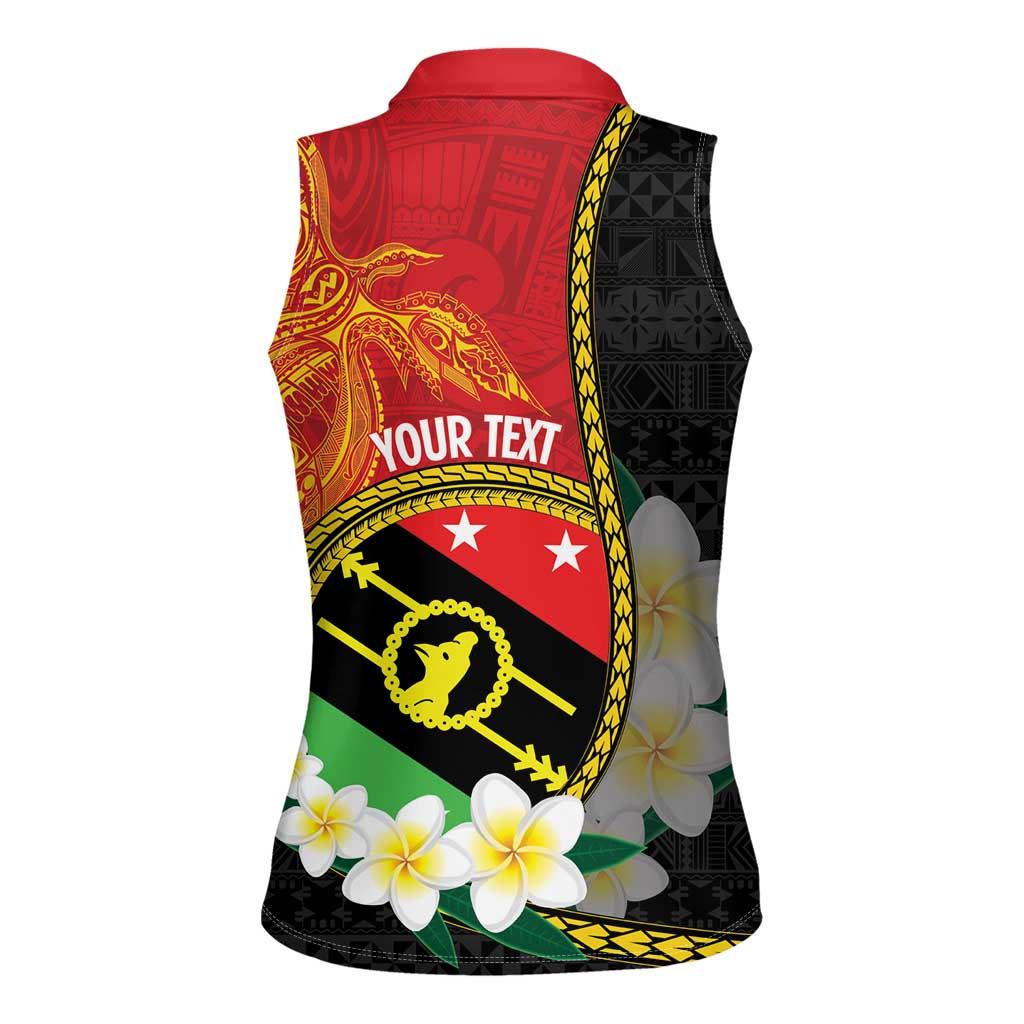 Personalised PNG Sauten Hailans Women Sleeveless Polo Shirt Papua New Guinea Plumeria Melanesian Pattern - Polynesian Pride