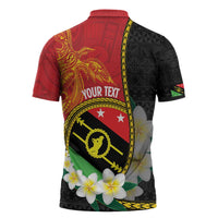 Personalised PNG Sauten Hailans Zipper Polo Shirt Papua New Guinea Plumeria Melanesian Pattern - Polynesian Pride