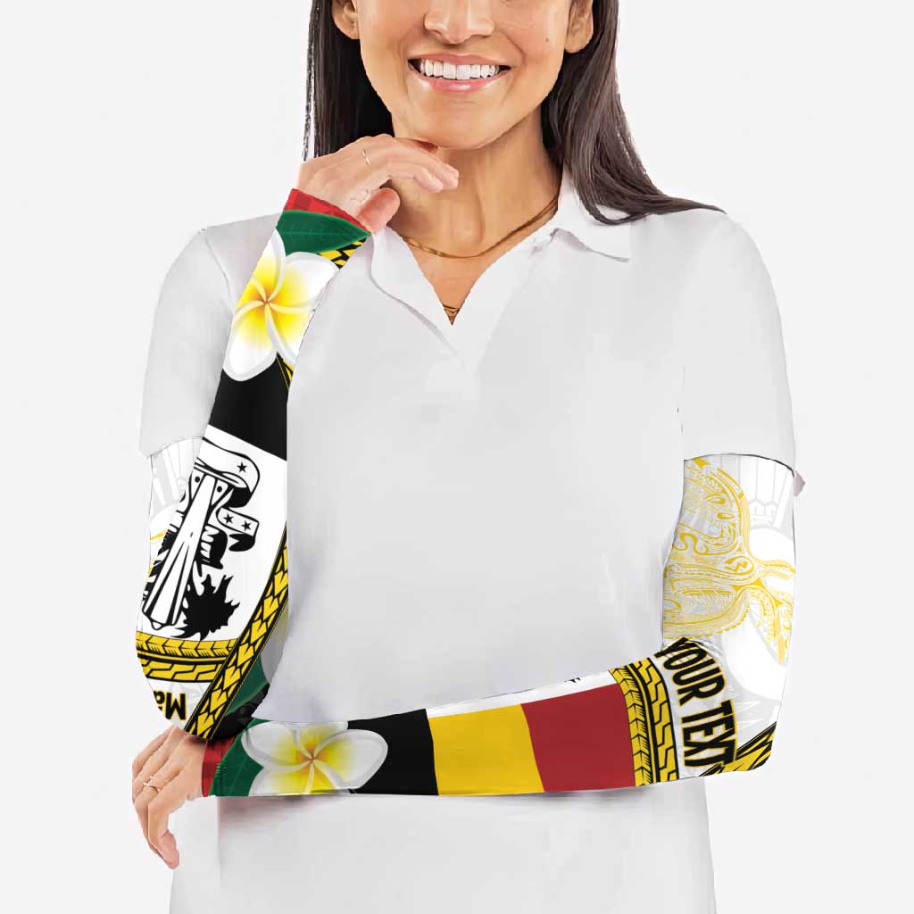 Personalised PNG Madang Provins Arm Sleeves Papua New Guinea Plumeria Melanesian Pattern - Polynesian Pride