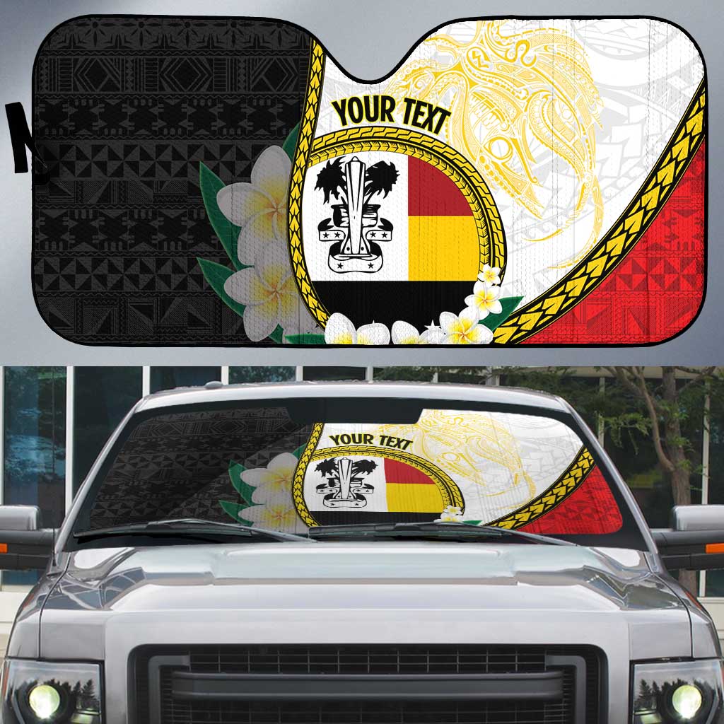 Personalised PNG Madang Provins Auto Sun Shade Papua New Guinea Plumeria Melanesian Pattern - Polynesian Pride