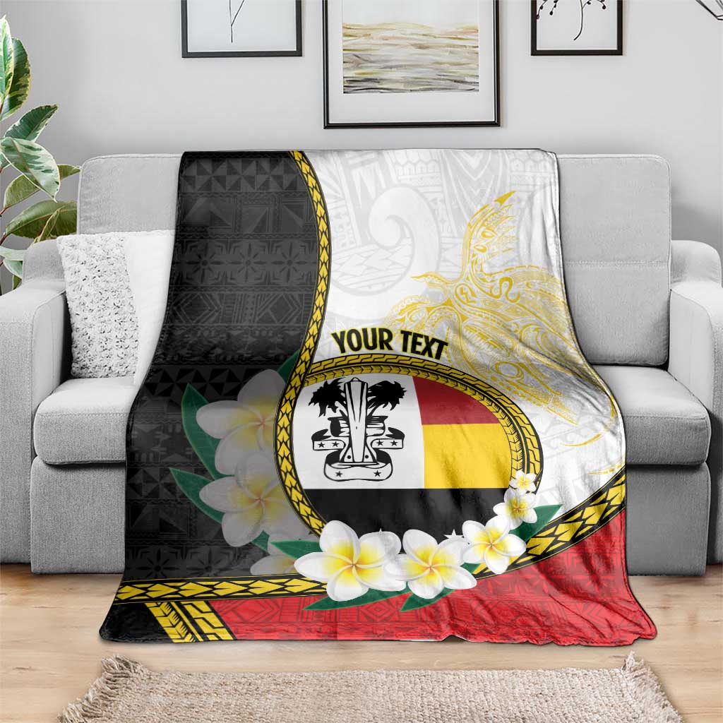 Personalised PNG Madang Provins Blanket Papua New Guinea Plumeria Melanesian Pattern - Polynesian Pride