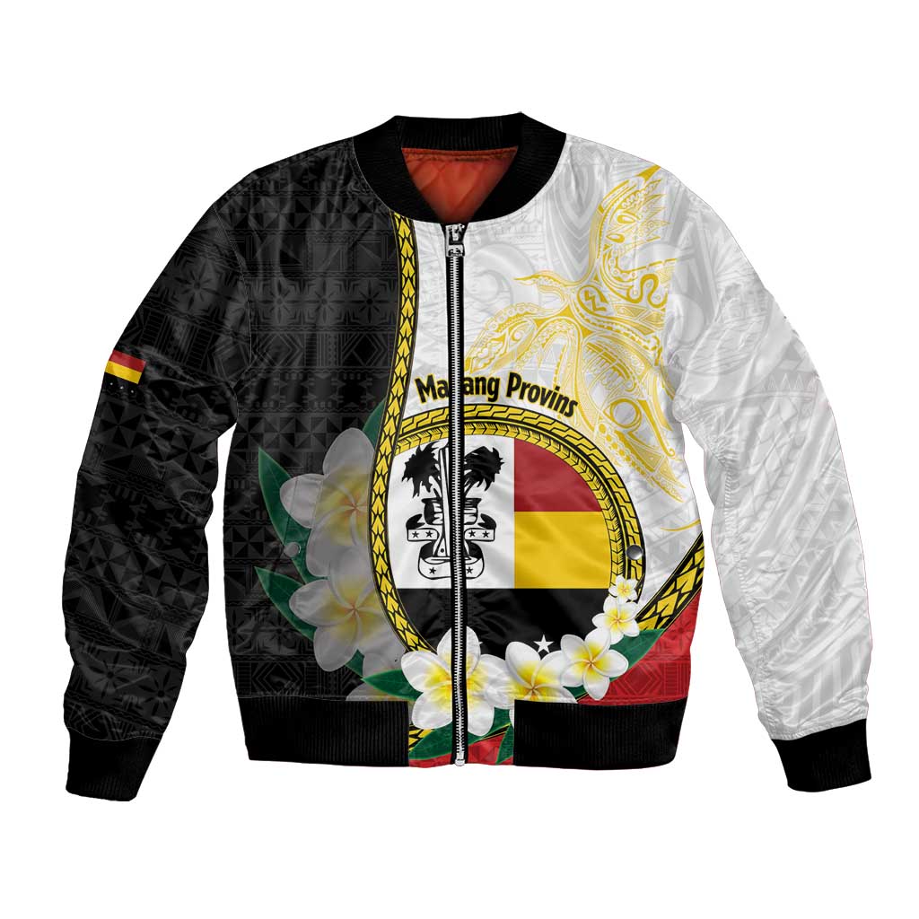 Personalised PNG Madang Provins Bomber Jacket Papua New Guinea Plumeria Melanesian Pattern - Polynesian Pride