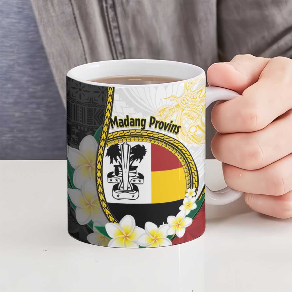 Personalised PNG Madang Provins Ceramic Mug Papua New Guinea Plumeria Melanesian Pattern LT14 - Polynesian Pride