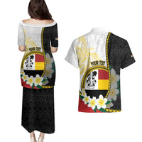 Personalised PNG Madang Provins Couples Matching Puletasi and Hawaiian Shirt Papua New Guinea Plumeria Melanesian Pattern - Polynesian Pride